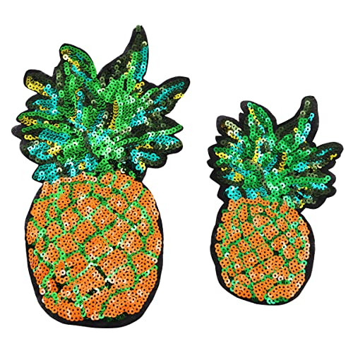 Tiardey 2 Stück Ananas-Aufn?her zum Aufbügeln,Früchte,Pailletten,bestickte Applikationen,Aufn?her für Kleidung,Outfit,Ornament,Rucksackverzierung von Tiardey