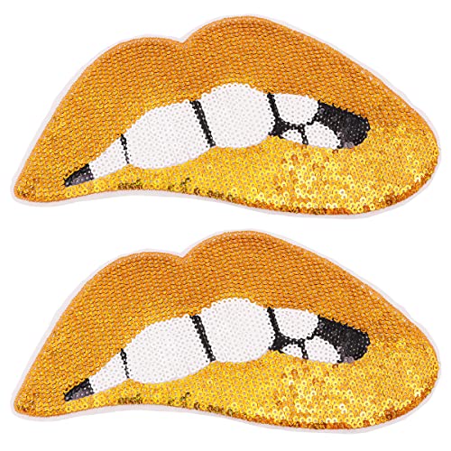 Tiardey 2 gro?e Mund-Patches zum Aufbügeln oder Aufn?Hen von Lippen-Pailletten-Patches,bestickte Pailletten,Lippen,Punk-Patches für Kleidung,Jeans,T-Shirt,DIY-Motivapplikation–Gold Tiardey 2 gro?e Mund-Patches zum Aufbügeln oder Aufn?Hen von Lippen-Pailletten-Patches,bestickte Pailletten,Lippen,Punk-Patches für Kleidung,Jeans,T-Shirt,DIY-Motivapplikation–Gold von Tiardey