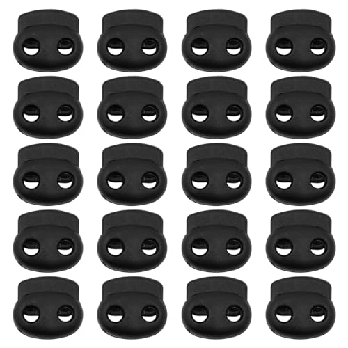 Tiardey 20er-Pack Knebel für Kordeln, Kordel, schwarz, Doppellöcher, federbelasteter Kunststoff, runde Kordelenden, Stopper, Verschluss, ovale Knebelverschlüsse Tiardey 20er-Pack Knebel für Kordeln, Kordel, schwarz, Doppellöcher, federbelasteter Kunststoff, runde Kordelenden, Stopper, Verschluss, ovale Knebelverschlüsse von Tiardey