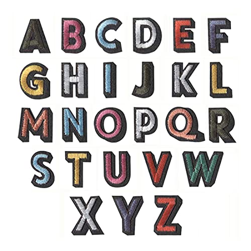 Tiardey 26-teilige Alphabet-Buchstaben-Aufnäher - Stickerei zum Aufbügeln und Aufnähen von Applikationen für Hüte, Jacken, Hemden, Jeans und Basteln von Tiardey