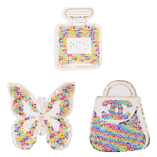 Tiardey 3 Stück Strass-Patches mit DREI Mustern,zur Dekoration oder Reparatur von Kleidung,Rucks?cken,Jeans,Mützen,Schuhen–Parfümflasche,Schmetterling,Handtasche Tiardey 3 Stück Strass-Patches mit DREI Mustern,zur Dekoration oder Reparatur von Kleidung,Rucks?cken,Jeans,Mützen,Schuhen–Parfümflasche,Schmetterling,Handtasche von Tiardey