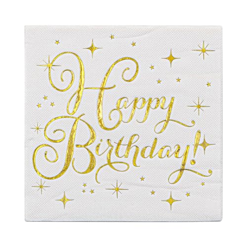 Tiardey 60 Stück Happy Birthday-Servietten, heißgeprägte Servietten, Geburtstagsparty-Dekorationszubehör für Männer, Frauen, Mädchen, Geburtstagsparty-Dekoration Tiardey 60 Stück Happy Birthday-Servietten, heißgeprägte Servietten, Geburtstagsparty-Dekorationszubehör für Männer, Frauen, Mädchen, Geburtstagsparty-Dekoration von Tiardey