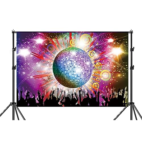 Tiardey 70er-Jahre-Party-Banner, Dekoration, Disco-Hintergrund, Banner, Disco-Party-Dekorationen, Vintage, leuchtender Geburtstag, Fotografie-Hintergrund (180 x 110 cm) von Tiardey