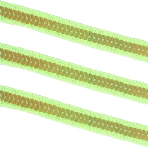 Tibaoffy 12 mm breites, prismatisches grünes Pailletten-Bordüre, 12 m lang, glitzernder Bastelstoff für DIY-Nähen, Kostümdesign, Party-Dekoration von Tibaoffy