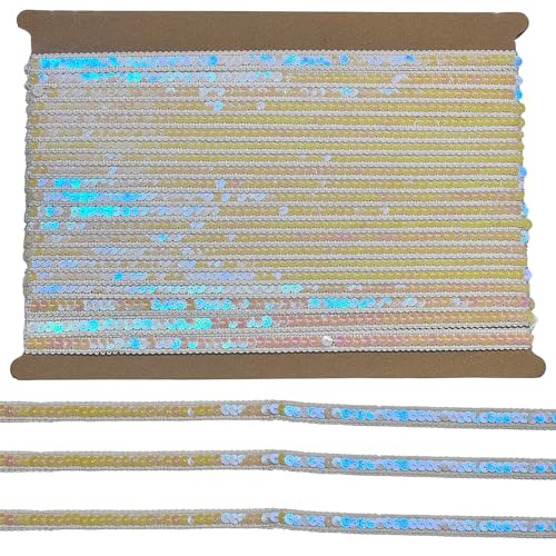 Tibaoffy 12 mm breites, prismatisches weißes Pailletten-Bordüre, 12 m lang, glitzernder Bastelstoff für DIY-Nähen, Kostümdesign, Party-Dekoration Tibaoffy 12 mm breites, prismatisches weißes Pailletten-Bordüre, 12 m lang, glitzernder Bastelstoff für DIY-Nähen, Kostümdesign, Party-Dekoration von Tibaoffy