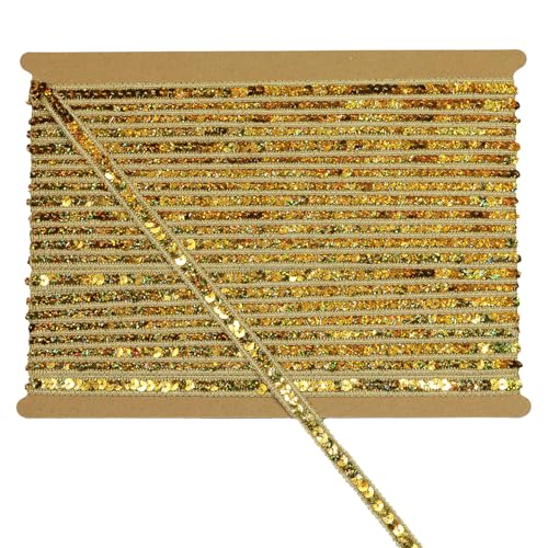 Tibaoffy 12 mm breites, schimmerndes goldfarbenes Pailletten-Bordüre, 12 m langer Bastelstoff für Bastelarbeiten, Nähen, Kostümdesign, Party-Dekoration Tibaoffy 12 mm breites, schimmerndes goldfarbenes Pailletten-Bordüre, 12 m langer Bastelstoff für Bastelarbeiten, Nähen, Kostümdesign, Party-Dekoration von Tibaoffy