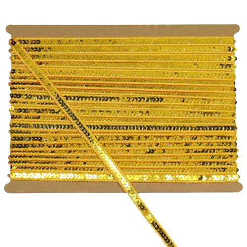 Tibaoffy 12 mm breites goldgelbes Pailletten-Bordüre, 12 m lang, glitzernder Bastelstoff für DIY-Nähen, Kostümdesign, Party-Dekoration Tibaoffy 12 mm breites goldgelbes Pailletten-Bordüre, 12 m lang, glitzernder Bastelstoff für DIY-Nähen, Kostümdesign, Party-Dekoration von Tibaoffy
