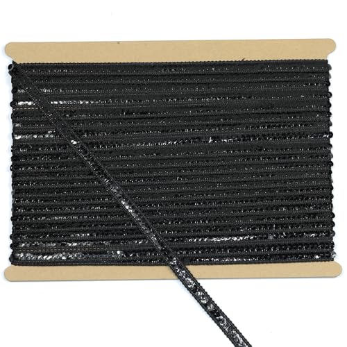 Tibaoffy 12 mm breites schwarzes Pailletten-Bordüre, 12 m lang, glitzernder Bastelstoff für DIY-Nähen, Kostümdesign, Party-Dekoration Tibaoffy 12 mm breites schwarzes Pailletten-Bordüre, 12 m lang, glitzernder Bastelstoff für DIY-Nähen, Kostümdesign, Party-Dekoration von Tibaoffy
