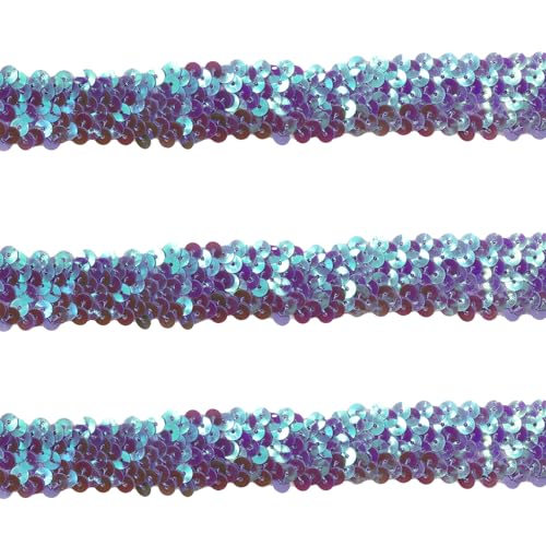 Tibaoffy 30 mm breites, prismatisches hellviolettes Pailletten-Bordüre, 9,1 m Bling-Bastelstoff für DIY-Nähen, Kostümdesign, Party-Dekoration von Tibaoffy