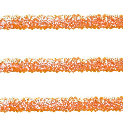 Tibaoffy 30 mm breites, prismatisches orangefarbenes Pailletten-Bordüre, 9,1 m Bling-Bastelstoff für DIY-Nähen, Kostümdesign, Party-Dekoration von Tibaoffy