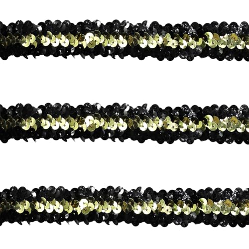 Tibaoffy 30 mm breites schwarz-goldenes Pailletten-Bordüre, 9,1 m langer Bastelstoff für DIY-Nähen, Kostümdesign, Party-Dekoration Tibaoffy 30 mm breites schwarz-goldenes Pailletten-Bordüre, 9,1 m langer Bastelstoff für DIY-Nähen, Kostümdesign, Party-Dekoration von Tibaoffy