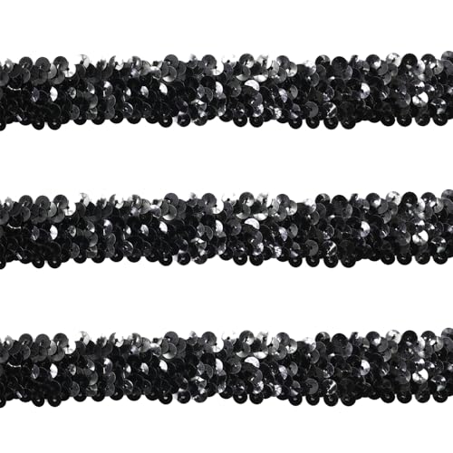 Tibaoffy 30 mm breites schwarzes Pailletten-Bordüre, 9,1 m langer Bastelstoff für DIY-Nähen, Kostümdesign, Party-Dekoration Tibaoffy 30 mm breites schwarzes Pailletten-Bordüre, 9,1 m langer Bastelstoff für DIY-Nähen, Kostümdesign, Party-Dekoration von Tibaoffy