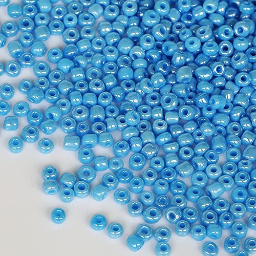 Tibaoffy Blau Hell Perlen Größe 6/0 Kunsthandwerk Glas Seed Perlen 4 mm für die Schmuckherstellung (insgesamt ca. 100 g, insgesamt ca. 1200 Stück) von Tibaoffy