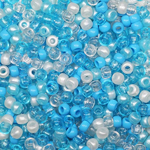 Tibaoffy Bastelperlen, blau, gemischt, 6 x 9 mm, Pony-Perlen, insgesamt ca. 1000 Stück von Tibaoffy