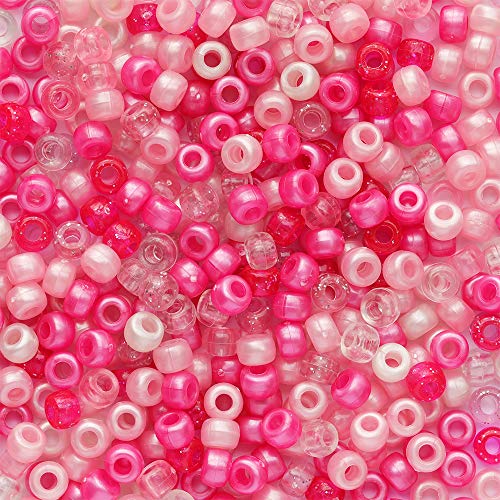 Tibaoffy Crafts Pink Mix Perlen 6 x 9 mm, Pony-Perlen, insgesamt ca. 1000 Stück von Tibaoffy