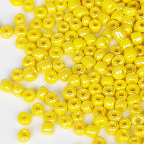 Tibaoffy Gelb Hell Perlen Größe 6/0 Kunsthandwerk Glas Seed Perlen 4 mm für die Schmuckherstellung (insgesamt ca. 100 g, insgesamt ca. 1200 Stück) von Tibaoffy