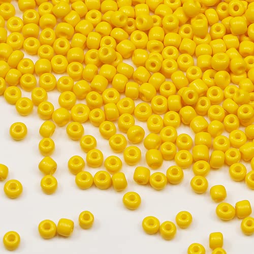 Tibaoffy Gelb Perlen Größe 6/0 Kunsthandwerk Glas Seed Perlen 4 mm für die Schmuckherstellung (insgesamt ca. 100 g, insgesamt ca. 1200 Stück) von Tibaoffy