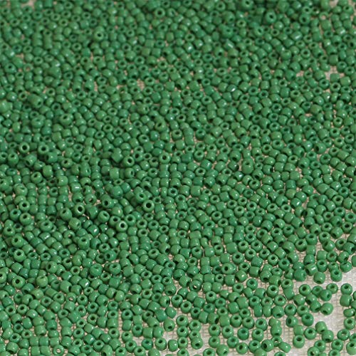 Tibaoffy Glasperlen, Größe 12/0, 2 mm, dunkelgrüne Perlen für Schmuckherstellung (insgesamt ca. 100 g, ca. 11000 Stück) von Tibaoffy