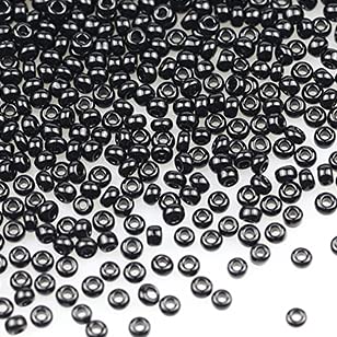 Tibaoffy Glasperlen, Größe 12/0 2 mm, schwarze Perlen für Schmuckherstellung (insgesamt ca. 100 g, ca. 11000 Stück) von Tibaoffy