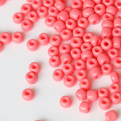 Tibaoffy Glasperlen, Größe 6/0, 4 mm, Wassermelonen-rote Perlen für Schmuckherstellung (insgesamt ca. 100 g, ca. 1200 Stück) von Tibaoffy