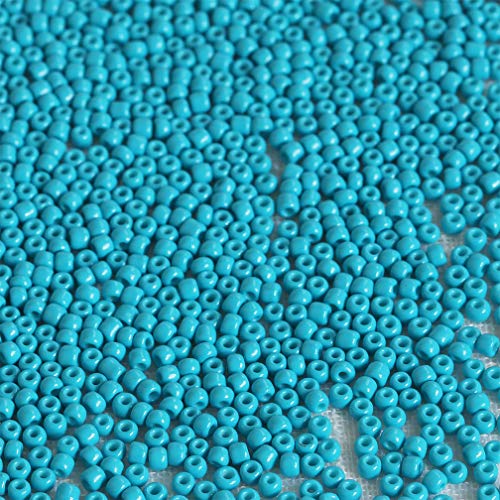 Tibaoffy Glasperlen, Größe 8/0, 3 mm, Seeblau, Perlen für Schmuckherstellung (insgesamt ca. 100 g, ca. 3600 Stück) von Tibaoffy