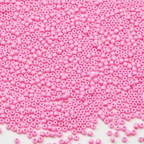 Tibaoffy Glasperlen, Größe 8/0, 3 mm, rosa Perlen für Schmuckherstellung (insgesamt ca. 100 g, ca. 3600 Stück) von Tibaoffy