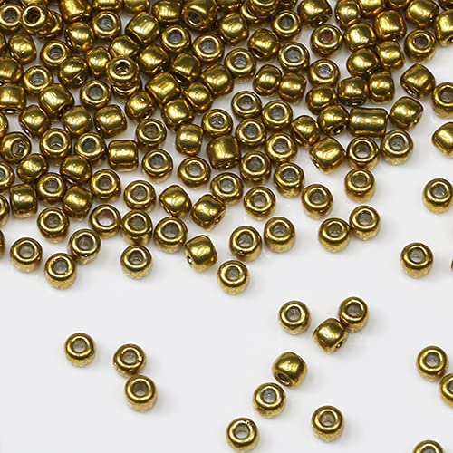 Tibaoffy Gold Perlen Größe 8/0 Kunsthandwerk Glas Seed Perlen 3 mm für Schmuck machen (insgesamt etwa 100g über 3600pcs) von Tibaoffy