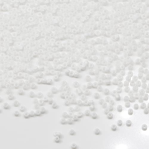 Tibaoffy Größe 12/0, Glasperlen, 2 mm, weiße Perlen für die Schmuckherstellung (insgesamt ca. 100 g, ca. 11000 Stück) von Tibaoffy