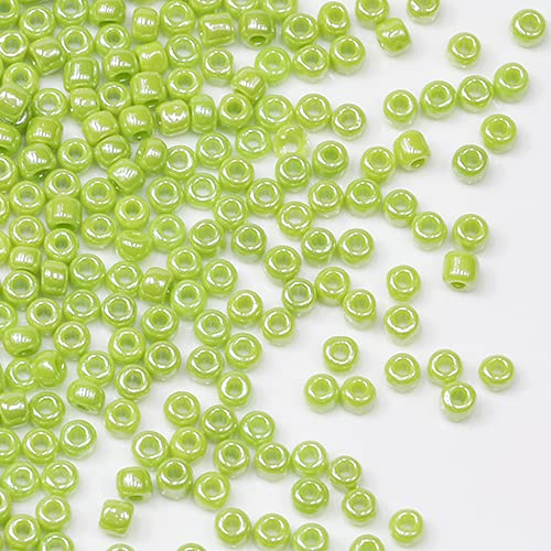 Tibaoffy Grün Hell Perlen Größe 8/0 Kunsthandwerk Glas Seed Perlen 3 mm für Schmuck machen (insgesamt etwa 100g über 3600pcs) von Tibaoffy