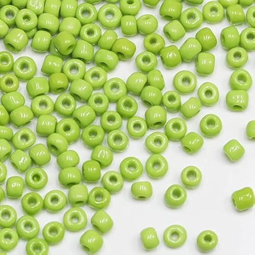 Tibaoffy Grün Perlen Größe 6/0 Kunsthandwerk Glas Seed Perlen 4 mm für die Schmuckherstellung (insgesamt ca. 100 g, insgesamt ca. 1200 Stück) von Tibaoffy