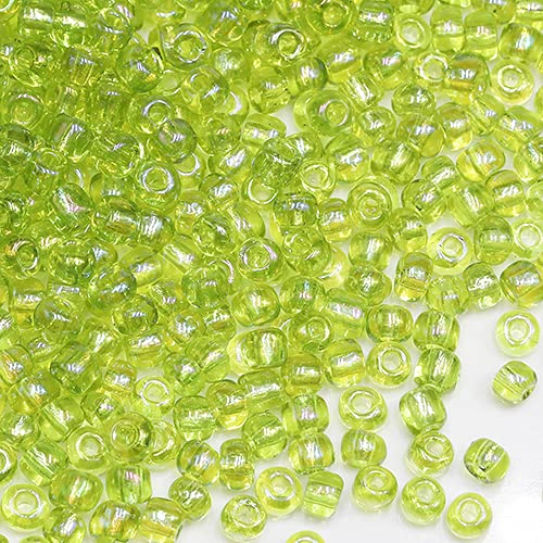 Tibaoffy Grün Transparent Bunt Perlen Größe 6/0 Kunsthandwerk Glas Seed Perlen 4 mm für die Schmuckherstellung (insgesamt ca. 100 g, insgesamt ca. 1200 Stück) von Tibaoffy