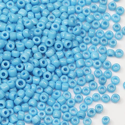 Tibaoffy Hellblaue Perlen Größe 8/0 Kunsthandwerk Glas Seed Perlen 3 mm für die Schmuckherstellung (Insgesamt ca. 100g ca. 3600Stück) von Tibaoffy