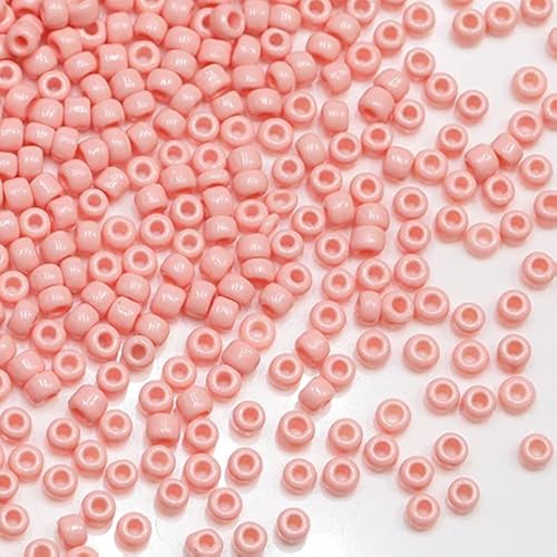 Tibaoffy Hellrosa Perlen, Größe 8/0, Glasperlen, 3 mm, für Schmuckherstellung (insgesamt ca. 100 g, ca. 3600 Stück) von Tibaoffy