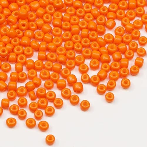 Tibaoffy Orange Perlen Größe 6/0 Kunsthandwerk Glas Seed Perlen 4 mm für die Schmuckherstellung (insgesamt ca. 100 g, insgesamt ca. 1200 Stück) von Tibaoffy