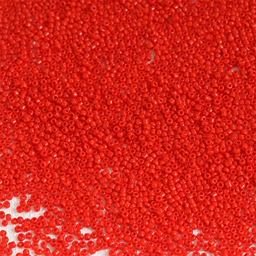 Tibaoffy Rocailles-Perlen, Größe 12/0, 2 mm, rote Perlen für Schmuckherstellung (insgesamt ca. 100 g, ca. 11000 Stück) von Tibaoffy