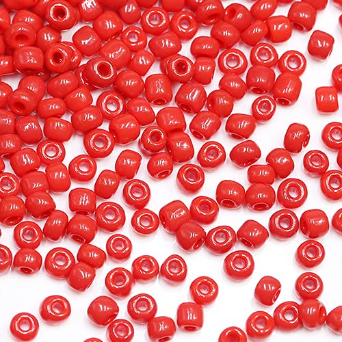 Tibaoffy Rot Perlen Größe 6/0 Kunsthandwerk Glas Seed Perlen 4 mm für die Schmuckherstellung (insgesamt ca. 100 g, insgesamt ca. 1200 Stück) von Tibaoffy