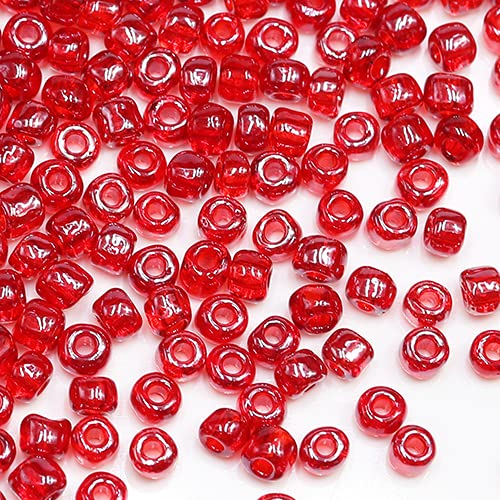 Tibaoffy Rot Transparent Hell Perlen Größe 6/0 Kunsthandwerk Glas Seed Perlen 4 mm für die Schmuckherstellung (insgesamt ca. 100 g, insgesamt ca. 1200 Stück) von Tibaoffy