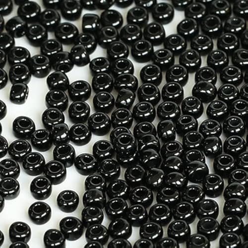 Tibaoffy Schwarz Perlen Größe 6/0 Kunsthandwerk Glas Seed Perlen 4 mm für die Schmuckherstellung (insgesamt ca. 100 g, insgesamt ca. 1200 Stück) von Tibaoffy