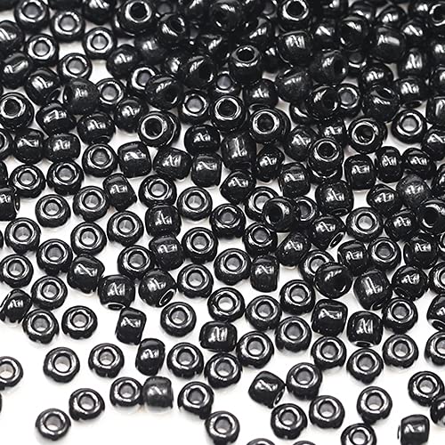Tibaoffy Schwarze Perlen, Größe 8/0, Glasperlen, 3 mm, für Schmuckherstellung (insgesamt ca. 100 g, ca. 3600 Stück) von Tibaoffy