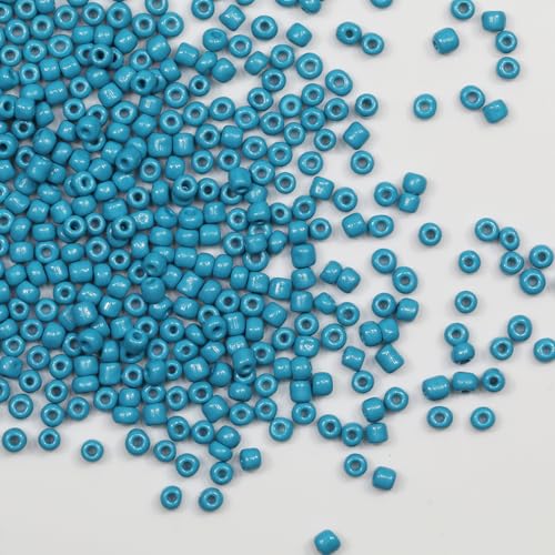 Tibaoffy Seeblau Perlen Größe 6/0 Kunsthandwerk Glas Seed Perlen 4 mm für die Schmuckherstellung (insgesamt ca. 100 g, insgesamt ca. 1200 Stück) von Tibaoffy