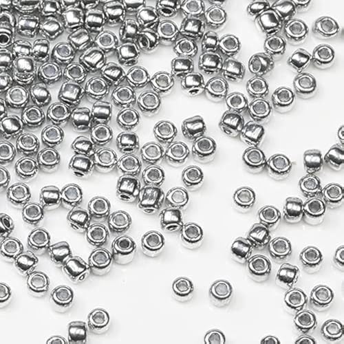 Tibaoffy Silber Perlen Größe 8/0 Kunsthandwerk Glas Seed Perlen 3 mm für Schmuck machen (insgesamt über 100g über 3600pcs) von Tibaoffy