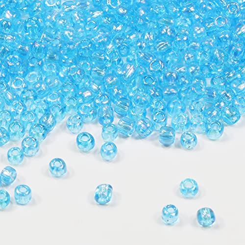 Tibaoffy Transparent Blau Bunt Perlen Größe 6/0 Kunsthandwerk Glas Seed Perlen 4 mm für die Schmuckherstellung (insgesamt ca. 100 g, insgesamt ca. 1200 Stück) von Tibaoffy
