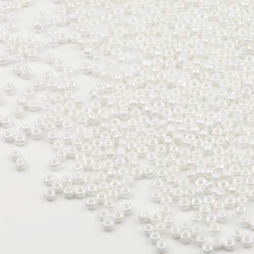 Tibaoffy Weiß Hell Perlen Größe 6/0 Kunsthandwerk Glas Seed Perlen 4 mm für die Schmuckherstellung (insgesamt ca. 100 g, insgesamt ca. 1200 Stück) von Tibaoffy