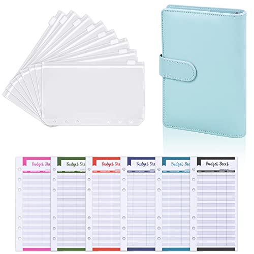 Budget Planner A6 Ringbuch Geld Organizer Leder Notizbuch Ordner mit Geldumschläge Budget Planer Umschlag Organizer,Binder mit Umschlägen 8 Binder-Taschen 12 Budgetblätter Finanzen Planer von Tibapla