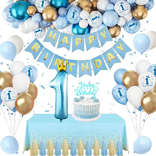 Tibimon Geburtstagsdeko 1 Jahr Junge, 1. Geburtstag Junge Blau Gold Luftballons Geburtstag, Deko 1. Geburtstag Junge Happy Birthday Banner für Jungen Kindergeburtstag Babyparty Deko Tibimon Geburtstagsdeko 1 Jahr Junge, 1. Geburtstag Junge Blau Gold Luftballons Geburtstag, Deko 1. Geburtstag Junge Happy Birthday Banner für Jungen Kindergeburtstag Babyparty Deko von Tibimon