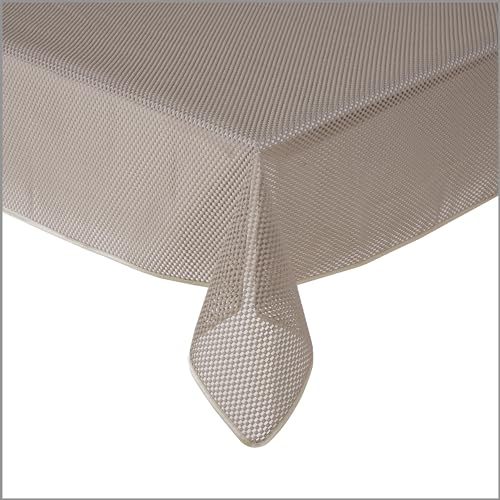 Tischdecke Gartentischdecke Karo Beige 110x140 cm Outdoor Weichschaum PVC rechteckig Terrasse Garten rutschfest wetterfest von TiborTex