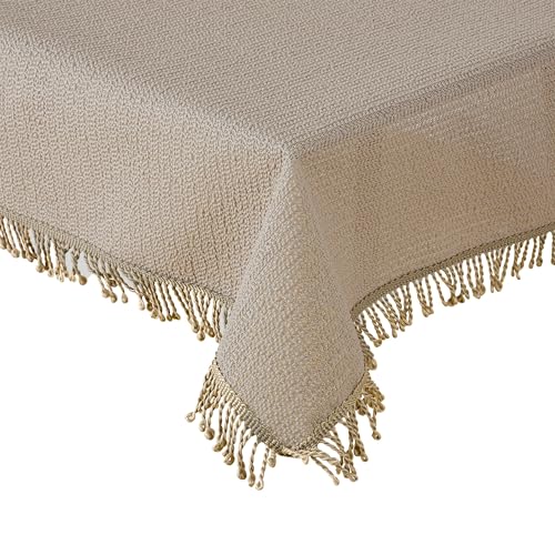 Tischdecke Gartentischdecke Weichschaum Outdoor PVC rechteckig Terrasse Balkon rutschfest wetterfest (Beige, 130 x 220 cm) von TiborTex