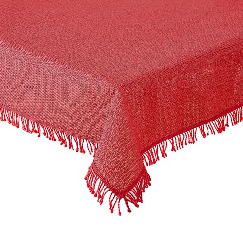 Tischdecke Gartentischdecke Weichschaum Outdoor PVC rechteckig Terrasse Balkon rutschfest wetterfest (Rot, 130 x 220 cm) von TiborTex