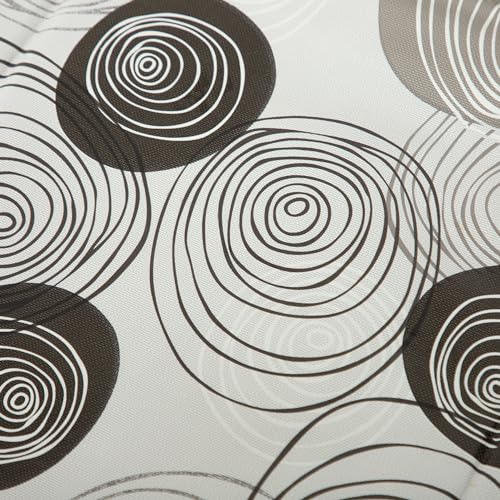 Wachstuch Tischdecke Kreise weiß schwarz rund abwaschbar Gartentischdecke fleckenabweisend (140 cm rund) von TiborTex