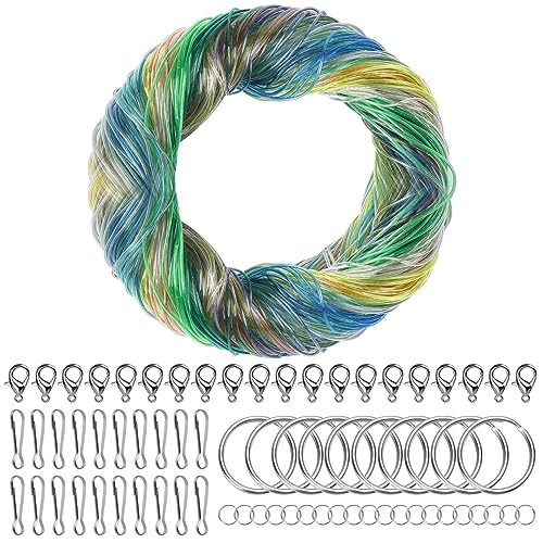 260 Scoubidou Bänder Set Flechtschnüre Scooby DOO Bänder Plastikschnüre mit 200 TLG. 20 Schlüsselring/20 Ring/20 Haken für DIY Kunstwerk Schmuck Handarbeit Armbänder (20 Farben) von Ticeed